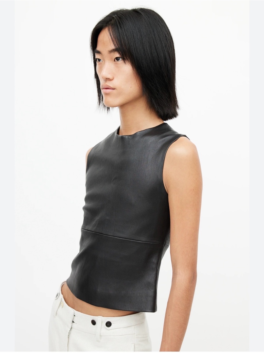 The Row Sleeveless Black Leather Top size 4